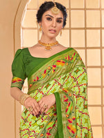 Saree Mall Women's Tussar  Light Green Printed Designer Saree With Blouse Piece-KESAR1002