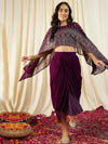 Cape Top with Draped Skirt in Purple Color