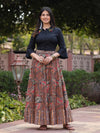 Women Solid Liva Rayon Black Shirt With Multi Color Skirt Co-Ord Set-S4560BLACKMULTI