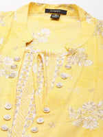 Women's Yellow Printed Anarkali Kurta-KG-9001-Yellow