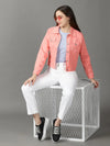 Women's Coral Solid Open Front Jacket-GZ-5577-Coral