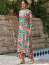 Navyaa Women's Viscose Floral Printed Straight co-ord set-Me74-grnpink-codset