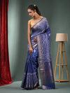 Blue Blended Silk Handwoven Saree With Woven Zari Border-MA50BSL34830119