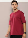 Dillinger Maroon Graphic Oversized T-shirt-DLMOV238MRN-S