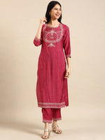 Women's Pink Printed Kurta Set-GW-3111-Pink