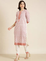 Women Off White Floral Kurta Set-RF-2020-Offwhite