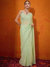 Saree Mall Women's Georgette Light Green Embellished Designer Saree With Blouse Piece-SIMMER1003