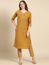 Women's Gold Printed Kurta Set-SKC-1137-Gold