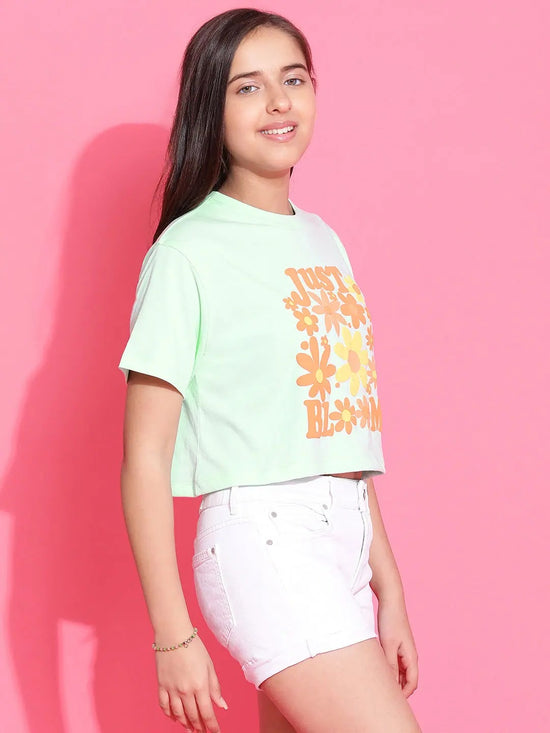 Lil Tomatoes Girls Cotton Crop Top-GGT-S24-1483_LTGREEN_28