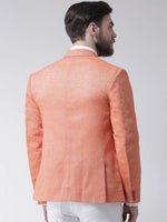 Hangup Men Standard Solid Men Formalwear-Orange1LinenBlazer