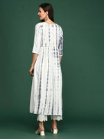 Women's White Tie Dye Anarkali Kurta-SKC-792-White