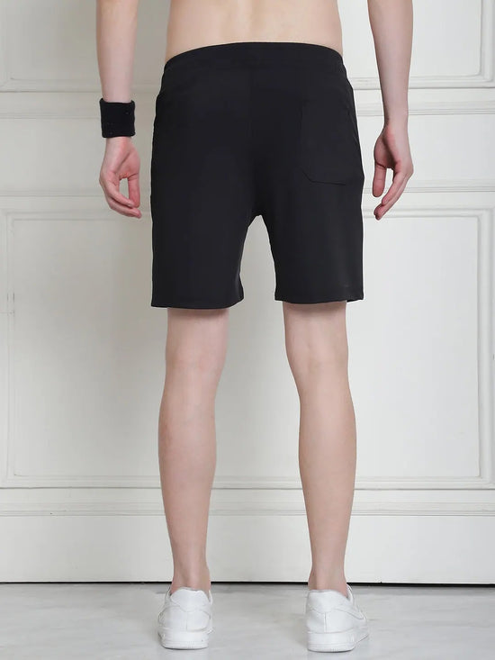 Venitian Men Cotton Printed Black Shorts