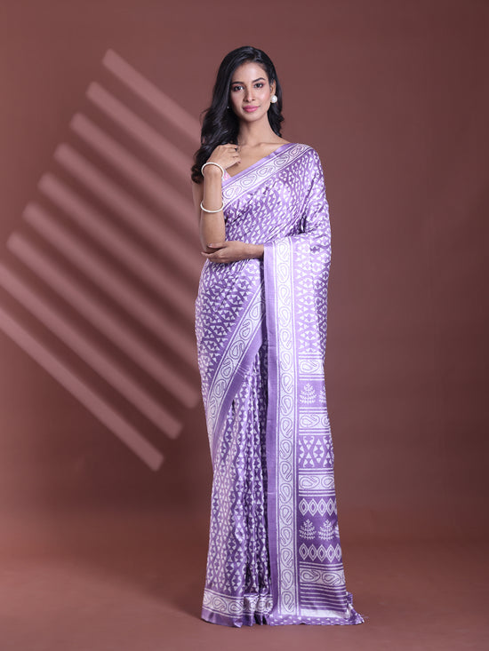 Violet Silk Soft Saree With Texture Print-MA60BSL01400064