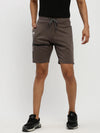 Men Grey Typographic Shorts-AJ-ADS-1064-Taupe