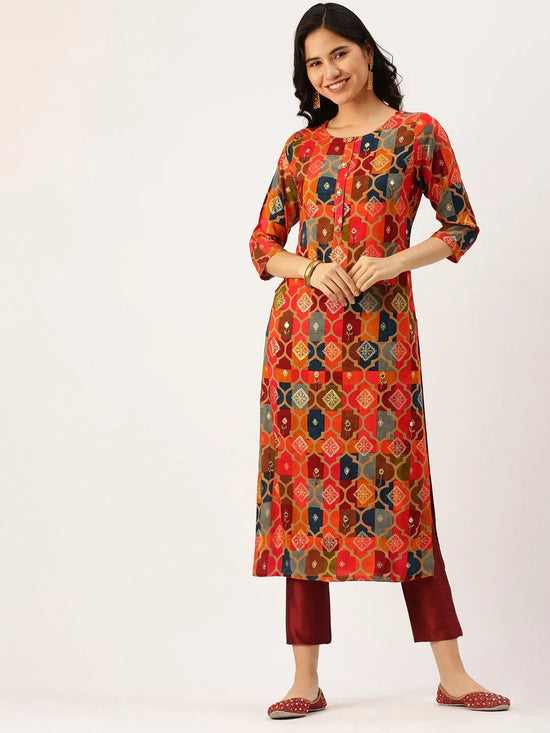 Women's Multi Printed Straight Kurtas-GW-1867-Multi