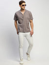 Men Grey Striped Shirt-JOUSKA-1746-Grey