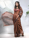 Copper Polka Dots Tissue Saree With Stripes Pallu-MA56TIS33830028