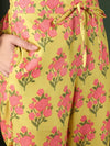 Ahika Women Yellow Rayon Blend Floral Printed Straight Kurta Trouser With Dupatta-VKSKD2238