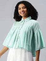 Women Sea Green Solid A-Line Top-AE-7012-Seagreen