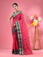 Rani Pink Pure Cotton Tant Saree With Woven Designs-MA51TT43530095