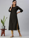 Women's Black Printed Straight Kurta-CR1445-Black