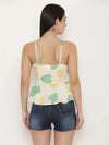 Cropped Peplum Top in Tropical Print