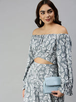 Women Grey Printed Co-Ords Set-AE-7003-Greywhite