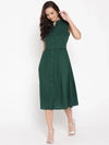 Front placket two layer midi dress in Bottle Green