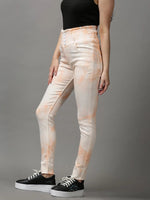 Women's Peach Solid Skinny Fit Denim Jeans-GZ-5138-Peach