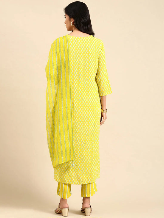 Women's Lime Green Printed Kurta Set-GW-2997-Limegreen