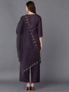 Poly Silk Charcoal Embroidered Straight Kurta Pant