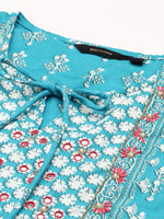 Women's Blue Printed Kurta Set-BCSK-1524-Turquoiseblue