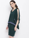 Kaftan sleeve yoke mini dress in Bottle Green