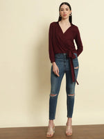 Maroon Wrap Around Top