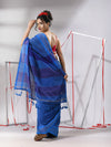 Sapphire Blue Cotton Saree With Stripes Pallu-MA55CT06520029