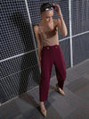 Women Red Waist Button Pants