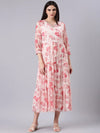 Women Off White Floral Empire Dress-DW-3411-Offwhite