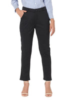 Smarty Pants Women's Cotton Lycra Ankle Length Straight Fit Black Formal Trouser-SMPT-924A-S