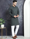 Men's Sequins Chikankari Embroidered Kurta with Pyjama.-JOKP-P-5015Grey