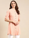 Women's Peach Printed A-Line Kurti-AE-444108-Peach