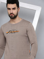 Men Grey Printed Sweatshirt-SCAW-23-Taupe