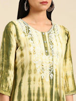 Women's Olive Printed Straight Kurta-SKC-788-Olivebeige