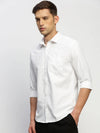 Men White Solid Shirt-RAYMONDSDOBBY-265-White