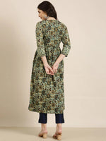 Women Teal Floral A-Line Kurta-RF-2040-Teal