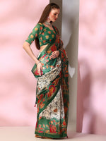 Saree Mall Women's  Blend Green Printed Designer Saree With Blouse Piece-SOFIA2004