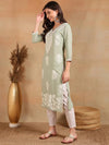 Ahika Women Green Viscose Rayon Solid Embroidered Chikankari Straight Kurta-VCK9779GRN