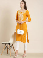 Women Orange Solid Straight Kurta-NJ-3570299-Orange