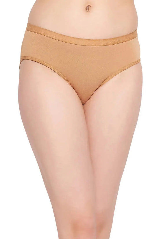 Clovia Mid Waist Hipster Panty in Nude Colour - Cotton