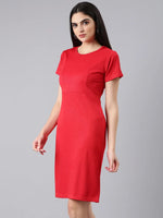 Women Red Solid Bodycon Dress-AE-507-Red