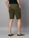 Genips Men's Green Cotton Lycra Slim Fit Shorts